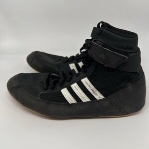 Adidas HVC 2 Wrestling Shoes Mens sz 6 MMA Boxing Black Gum Mesh Leather Youth